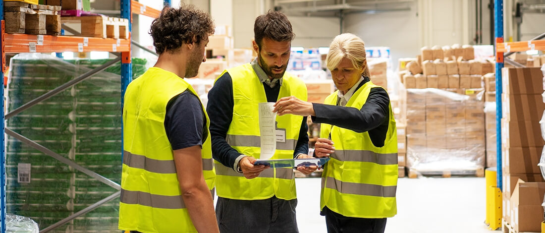 Warehouse workers on the job